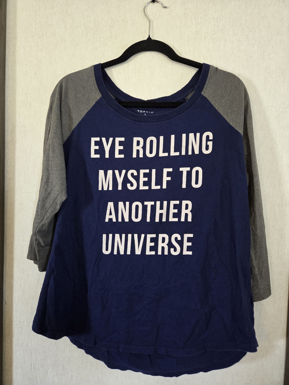 torrid Navy and Gray Raglan Long Sleeve Graphic Tee
